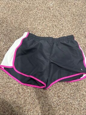 Danskin Now Black Athletic Shorts with Pink Trim and White Side Panels